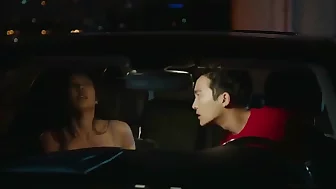 korean couple having rough sex in the car