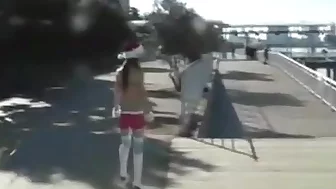 Low quality video of girl walking around nude with body paint