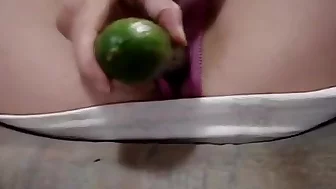 cucumber fucked and cum eating