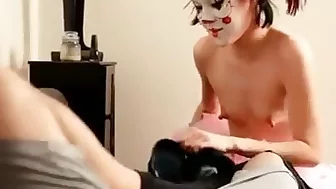 Asian Clown Plays With Cock