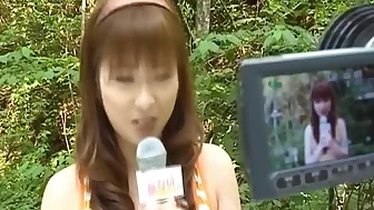 Nana Ootone Lovely Asian reporter is nude in the woods