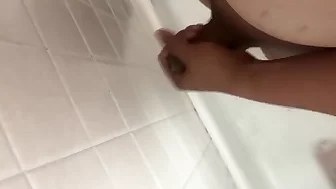 Busting a load of cum in the shower