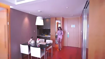 korea charming young girl play sex game in kitchen aisan