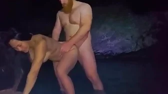 Busty Asian Milf & Big Bearded Russian Bear Have Sex In Cave