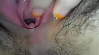 My bootyful Korean black brown has bushy soaking fur pie