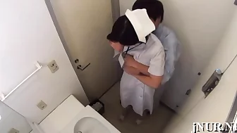 Nude oriental nurse deals the penis with passion and craving