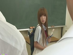 Two Guys Fuck Sana Anju Tight Holes In Class